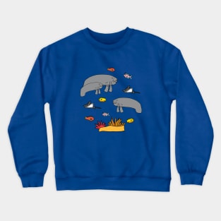 Manatee with colorful fish Crewneck Sweatshirt